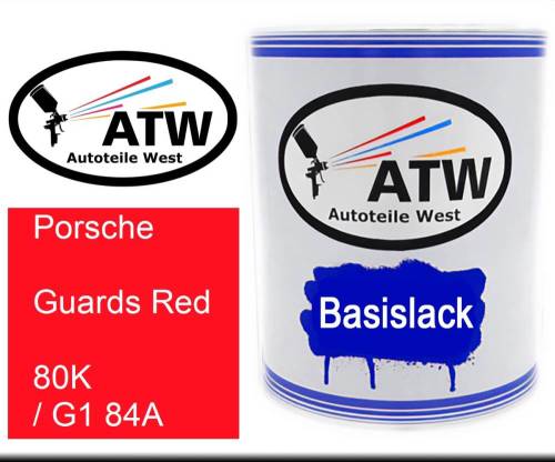 Porsche, Guards Red, 80K / G1 84A: 1L Lackdose, von ATW Autoteile West.